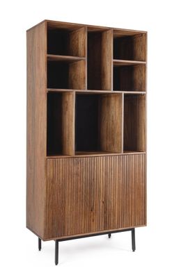 Schrank Tadita aus Mangoholz, modernes Design, 2 Türen, braun, 85 cm,