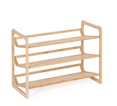 Schuhschrank Cayden aus Bambus, klassisches Design, natur, 3 Fächer, kompakt für
