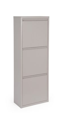 Schuhschrank Fredys aus Metall, modern und lackiert, taubengrau, 3 Klapptüren, 6