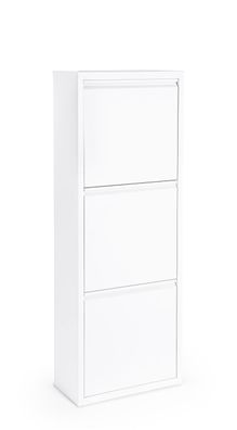 Schuhschrank Fredys aus Metall, modern, Weiß, 3 Türen, 6 Fächer, pflegeleicht