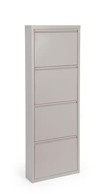 Schuhschrank Eyvin aus Metall, modern und platzsparend, Taubengrau, 4 Fächer,