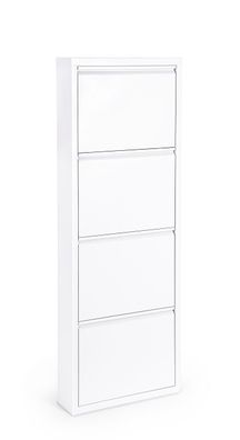 Schuhschrank Eyvin aus Metall, modern und lackiert, weiß, 4 Fächer, kompakte