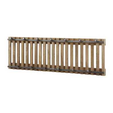 Garderobe Tamil Mangoholz massiv, modernes Latten-Design, braun, 13 Haken,