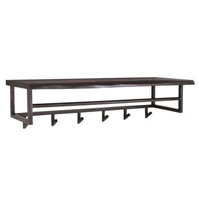 Garderobe Cheyuzi aus Akazie massiv, modern industriell, schwarz mit Hutablage