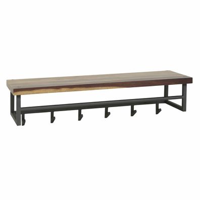 Garderobe Solalid aus Saja Massivholz, modern industriell, braun, mit Hutablage