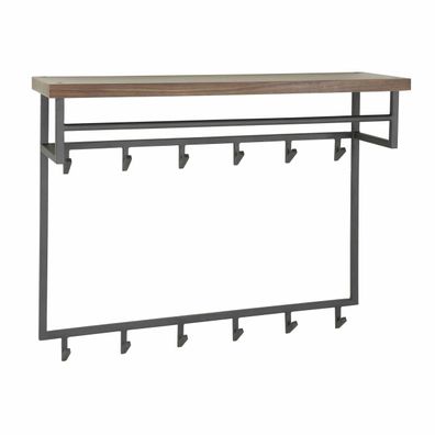 Garderobe Solalid Saja Massivholz, modernes Industriedesign, braun, mit