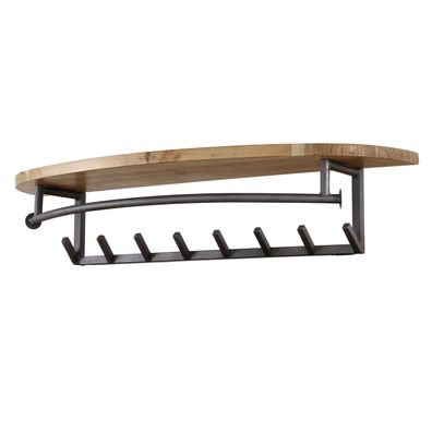 Garderobe Ovrund aus massivem Akazienholz, Industrial Design, natur, mit