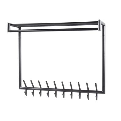 Garderobe Rore aus pulverbeschichtetem Metall, modern industriell, dunkelgrau,