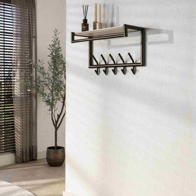 Garderobe Aret mit Kleiderstange, Hutablage und 5 Haken, 65 cm (Gr. 65x27x40 cm)