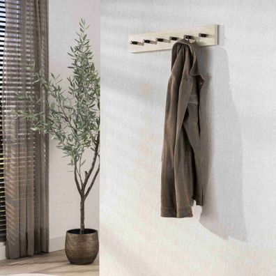 Wandgarderobe Oniva mit 6 Haken und Keramik in Travertinoptik (Gr. 60x5x10 cm)
