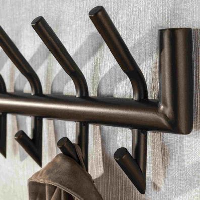 Wandgarderobe Obut Metall mit 16 Haken, Bronze/Drift Brown (Gr. 78x10x19 cm)