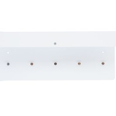 Garderobe Hanni aus Metall, modern, Weiß, pulverbeschichtet, 5 Haken und Stange,