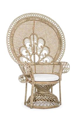 Sessel Peacock aus Rattan, klassischer Stil, gepolstert, natur, abziehbares