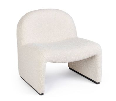 Sessel Bassilla aus Boucle-Stoff, modern gepolstert, Natur, komfortables Design