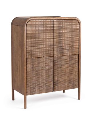 Kommode Sanat aus Mangoholz, Retro Chic mit handgefertigten Schnitzereien,