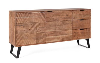 Sideboard Isar aus Akazienholz, handgefertigte Fronten, modern, natur, 160 cm,