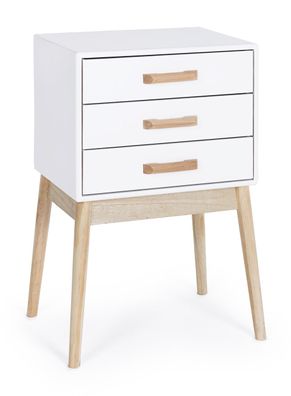 Kommode Ordinary aus Kiefernholz, skandinavisches Design, Weiß, 3 Schubladen, naturfa