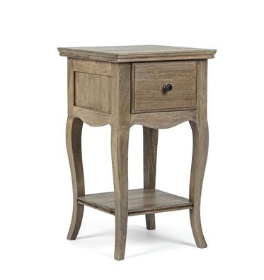 Nachttisch Domitille aus Mangoholz, klassisch-barockes Design, natur, 35x35x59 cm