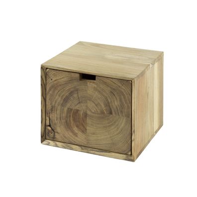 Nachttisch Manzana aus Akazienholz, modern und schwebend, Natur, mit 1 Schublade und