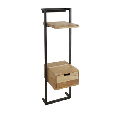 Nachttisch Natredja aus Akazienholz, modern im Industrial-Stil, natur, 1 Schublade un