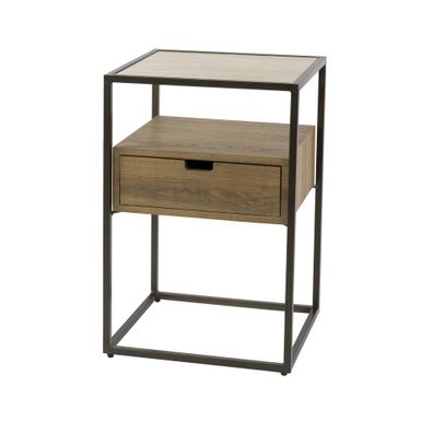 Nachttisch Ottesa mit Schublade in Eichenoptik und Keramikplatte (Gr. 40x35x60 cm)