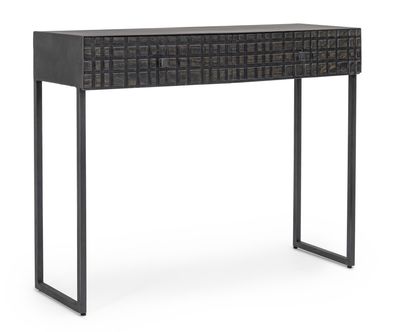 Konsole Dorset aus Mangoholz, modernes Design mit Metallgestell, schwarz, 100 cm brei