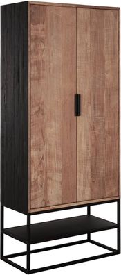 Vitrine Cosmo aus recyceltem Teakholz, Industrial Design, natur schwarz,