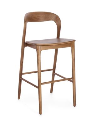 Barhocker Miley aus Teakholz, skandinavisches Design, natur, 4-Fuß-Gestell, für