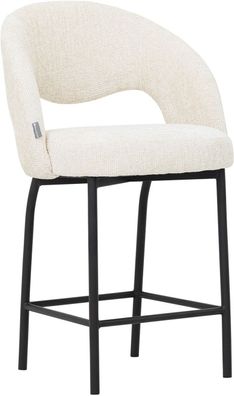 Barhocker Arca aus Stoff, modernes Design, Natur, gepolstert, schwarzes