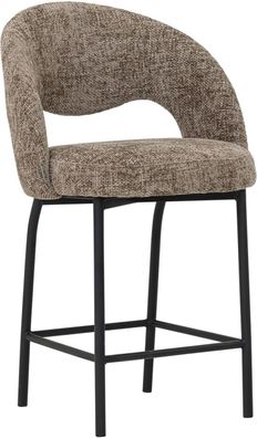 Barhocker Arca aus Stoff, modern gepolstert, braun, schwarzes Metallgestell,