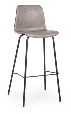 Barhocker Kyra 2er-Set aus Kunstleder, modernes Design, beige schwarz,
