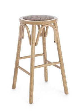 Barhocker Circle aus Ulmenholz, klassischer Landhausstil, Rattansitz, natur, 73