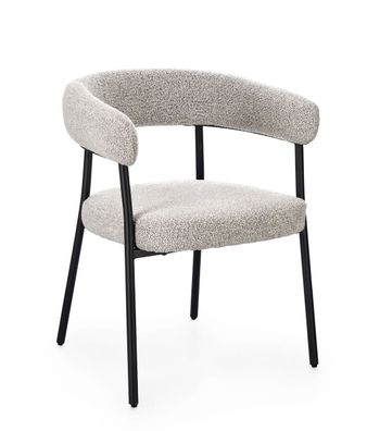 Esszimmerstuhl Giaele aus Boucle-Stoff, modernes Design, Schwarz und Taubengrau,