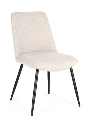Esszimmerstuhl Cora 4er-Set aus Stoff, modernes Design, beige und schwarz,