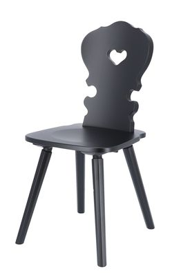 Stuhl Vienna aus Buchenholz, klassisches Design, Schwarz lackiert, vier Beine,