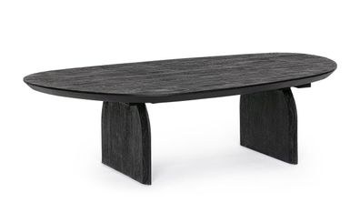 Couchtisch Monterry aus Mangoholz, modern organisches Design, schwarz, 135x76x38