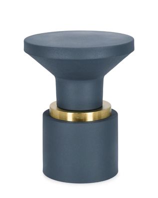 Beistelltisch Mudit aus Metall, modern, rund, dunkelblau, matt (Gr. 35x35x44 cm)
