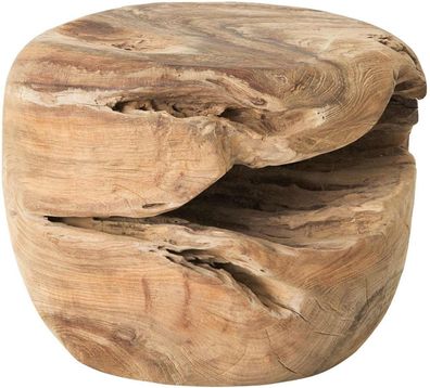 Beistelltisch Ball aus Teakholz, rundes Design, massiv, Natur, handgefertigtes