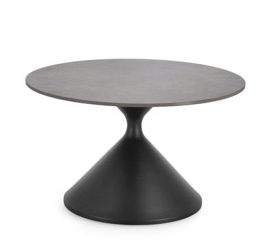 Couchtisch Joona Marmor-Optik, modern und rund, Metallgestell, Schwarz, Ø 70 cm