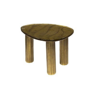 Couchtisch Klidun Glas und Aluminium, modern organisch, Antikgold, Größe S,