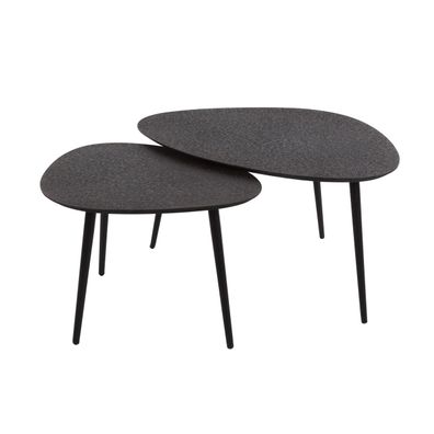Couchtisch 2er-Set Metall, dreieckig im Mid-Century Design, schwarz,