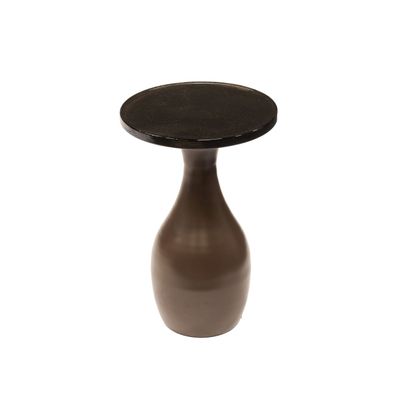 Beistelltisch Klidun Tropfen Glas und Metall, modern, antikkupfer, Unikat in
