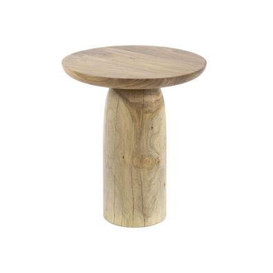Beistelltisch Zylindi aus massivem Akazienholz, modern rundes Design, Natur,