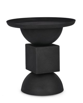 Beistelltisch Alka aus Metall, pulverbeschichtet, rundes Design, Schwarz,