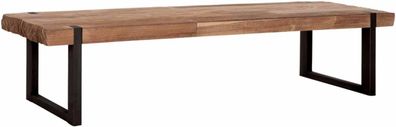 Couchtisch Beam aus Teakholz, Industrial Design, Natur, U-Gestell Metall, 150 cm