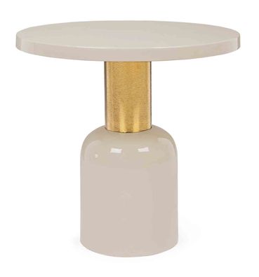Beistelltisch Nalima aus Metall, modern rundes Design, creme, Ø 50,5 cm, Indoor