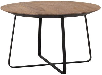 Couchtisch Neptunes aus Teakholz, modern und rund, Natur, Ø 60 cm, Metallgestell