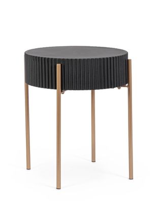 Couchtisch Darcy aus MDF, modernes Design, rund, schwarz mit goldfarbenem
