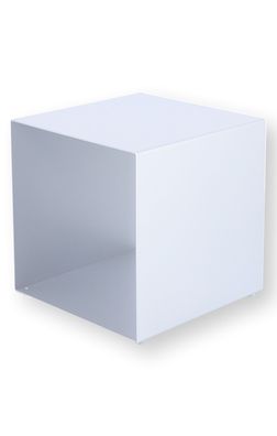 Beistelltisch Cubus aus Metall, modern und quadratisch, Silber, 35 cm,