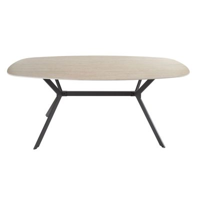 Esstisch Joradic aus Keramik in Travertin-Optik, modern oval, Beige, 180 cm für